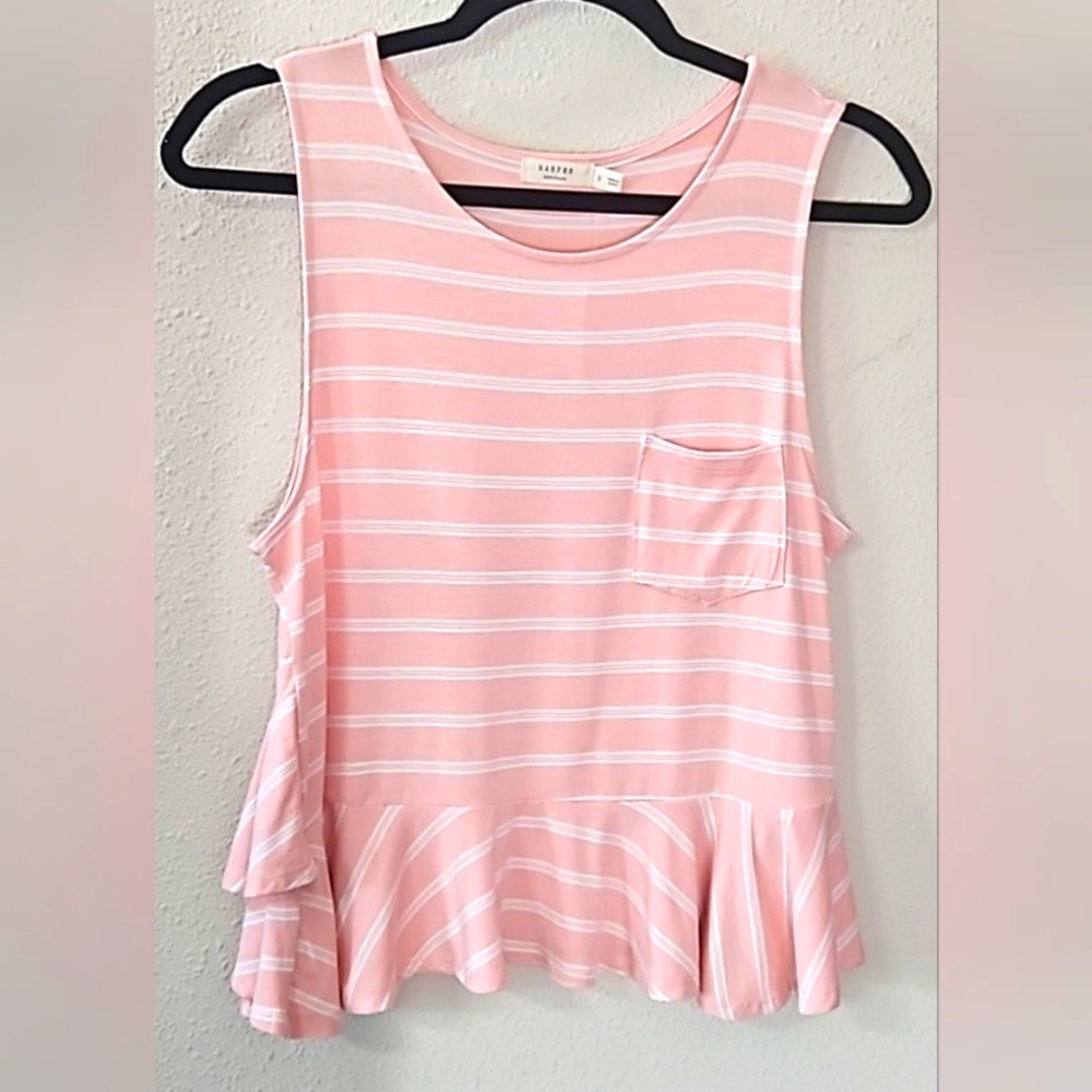 Harper Sleeveless Striped  Peplum Top Size Small